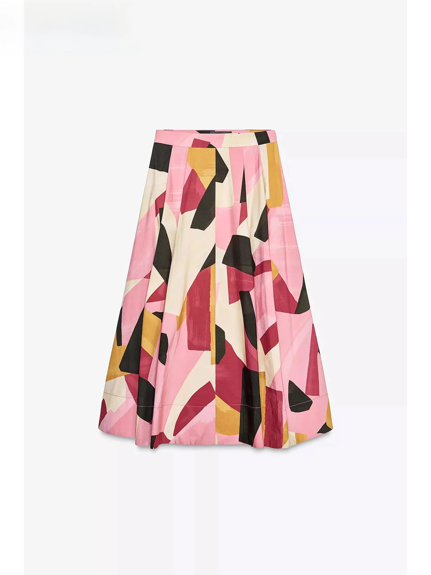 

ZAPRHA 2025 Новая юбка-миди Dopane с высокой талией, утягивающие юбки трапециевидной формы средней длины с принтом для женщин