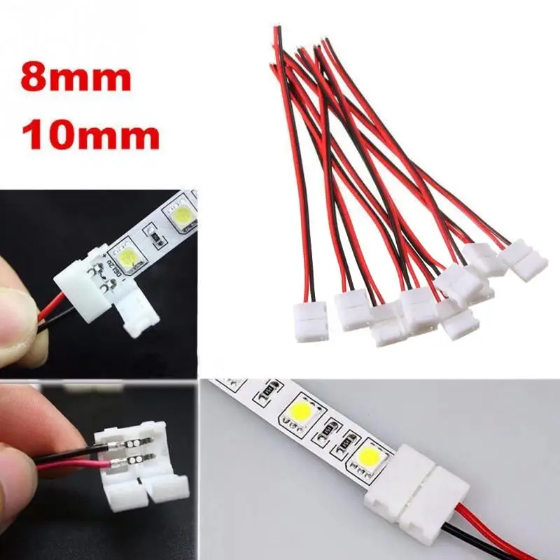 

Convenient 2Pin 8mm LED Strip Weld-Free Connector, Quick Attach Wire.