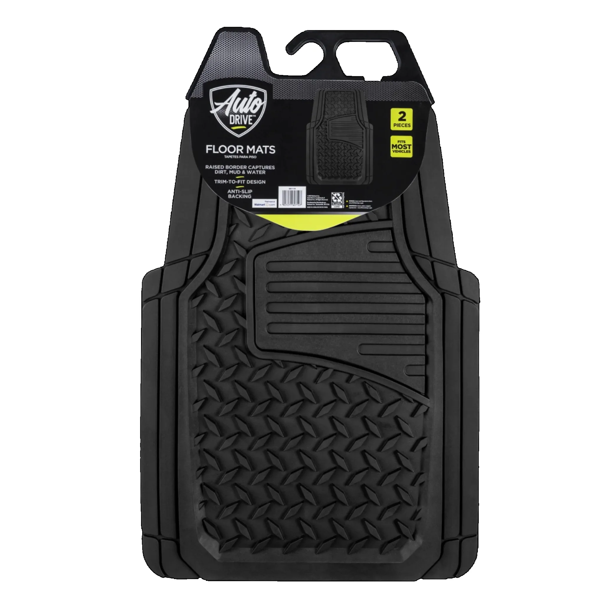 

Резиновые коврики с ромбовидной пластиной черного цвета — универсальные, подходят для автомобилей, грузовиков