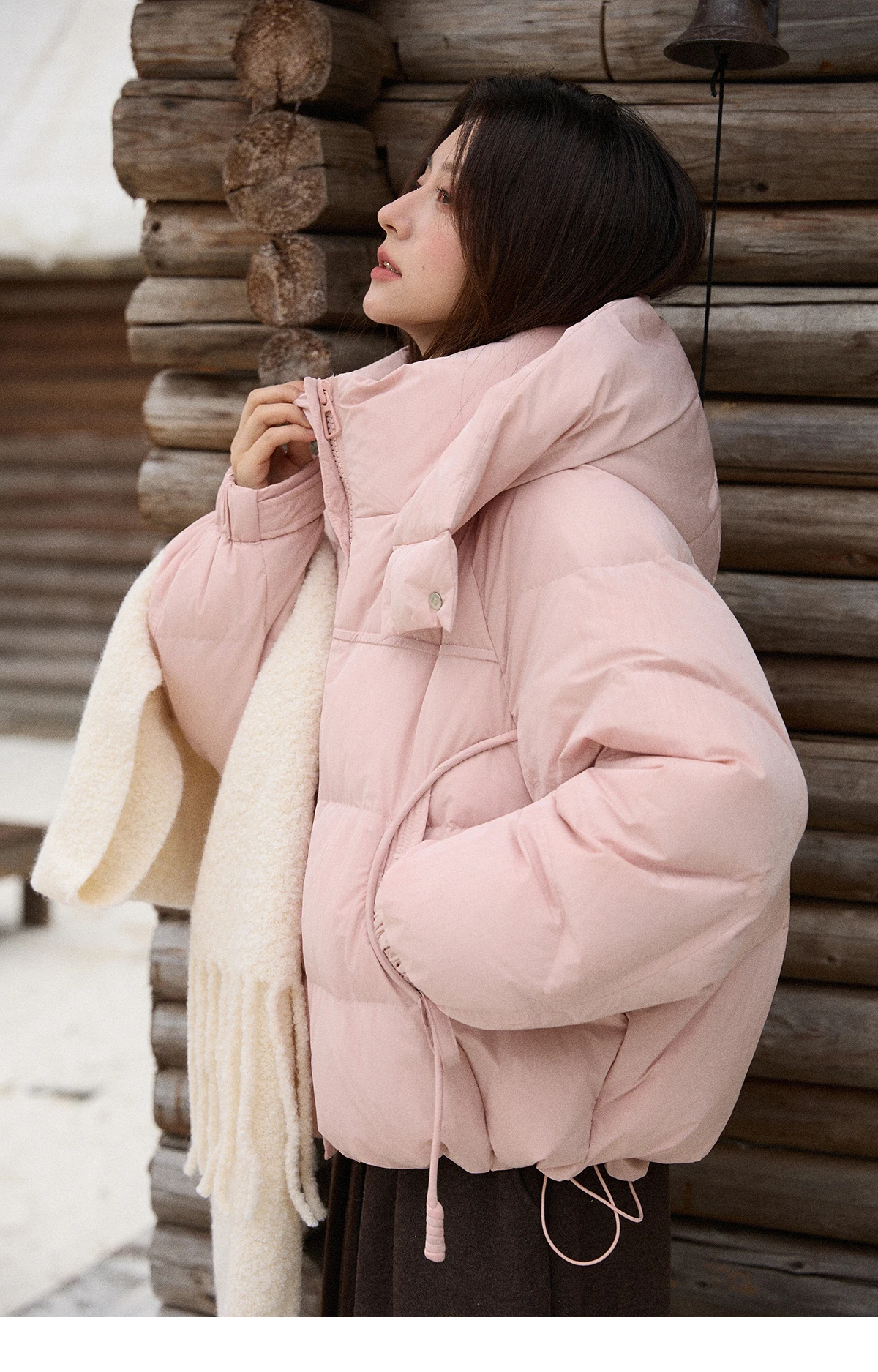 MISHOW レディース 軽量 中綿ジャケット 2025 冬 90% ホワイトダックダウン パファージャケット フード付き 暖かい ショートダウンジャケット MXE51Y0078