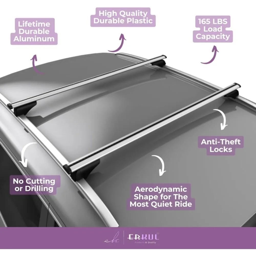 Batang Silang Rak Atap untuk GMC Yukon, Yukon XL 2021-2025 |   Palang Aluminium dengan Kunci Anti Maling untuk Atap |   Kompatibel dengan