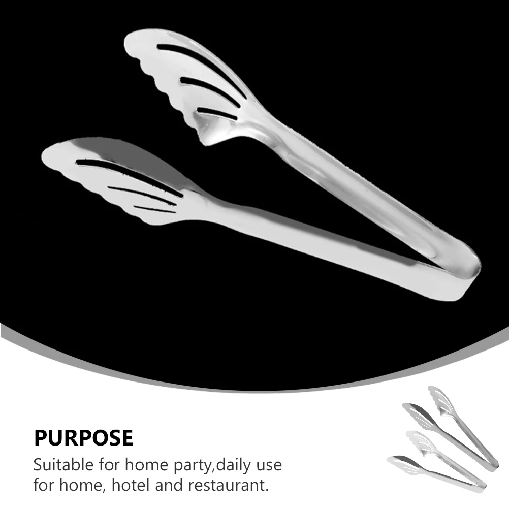 2 pcs Stainless Steel BBQ Tongs Heat Resistant Non-rusting Food Clip Corrosion Proof Kitchen Utensils Barbecue Tool Lightweight