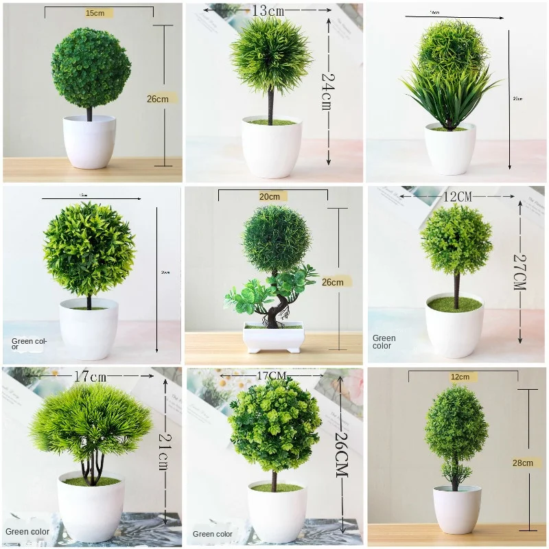 New Green Small Tree Potted Bonsai Ornaments Home Garden Hotel Bathroom Bedroom Decoration Artificial Plants Bonsai Fake Plants