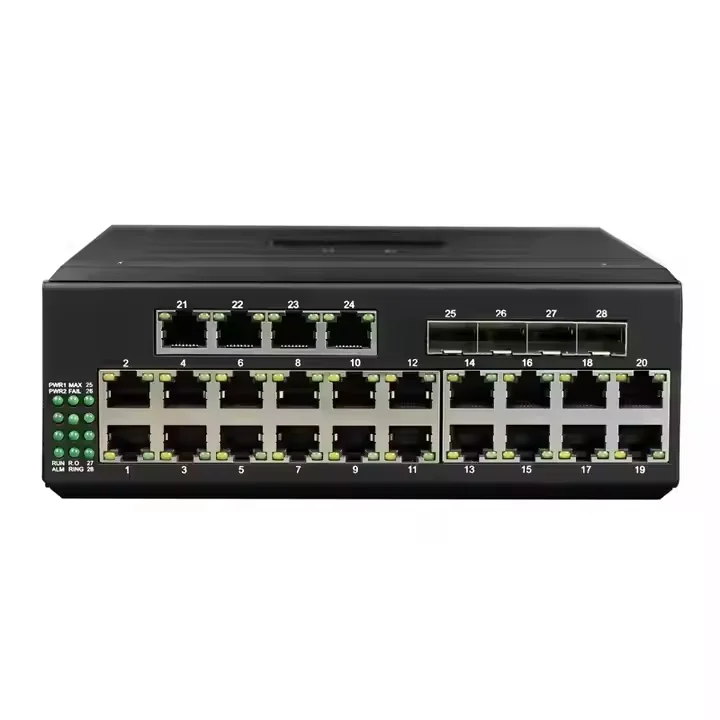 Industrial Managed  Din Rail 24 Port Gigabit Industrial DIN-Rail Ethernet Switch With 4 SFP