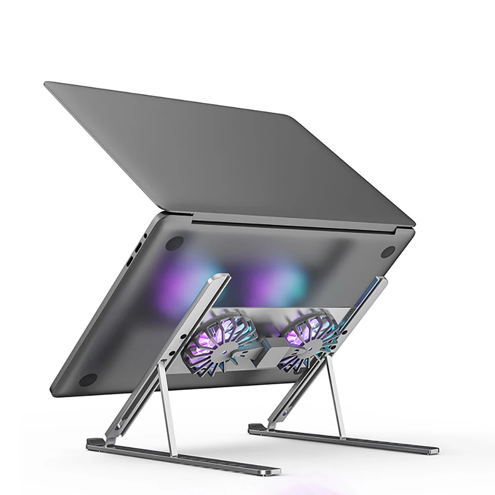 

Adjustable Laptop Cooling Pad Double Dissipation Notebook Cooler Stand Quiet Fan Ventilated Support High Strength