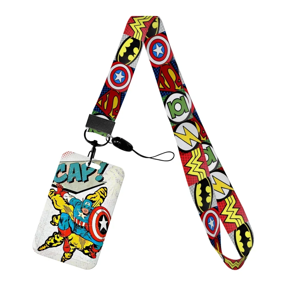Kartun Karakter Film Marvel Pahlawan Penutup Kartu Pelajar Kampus Tas Leher Gantung Tempat Kartu Lanyard Tempat Kartu ID Gantungan Kunci