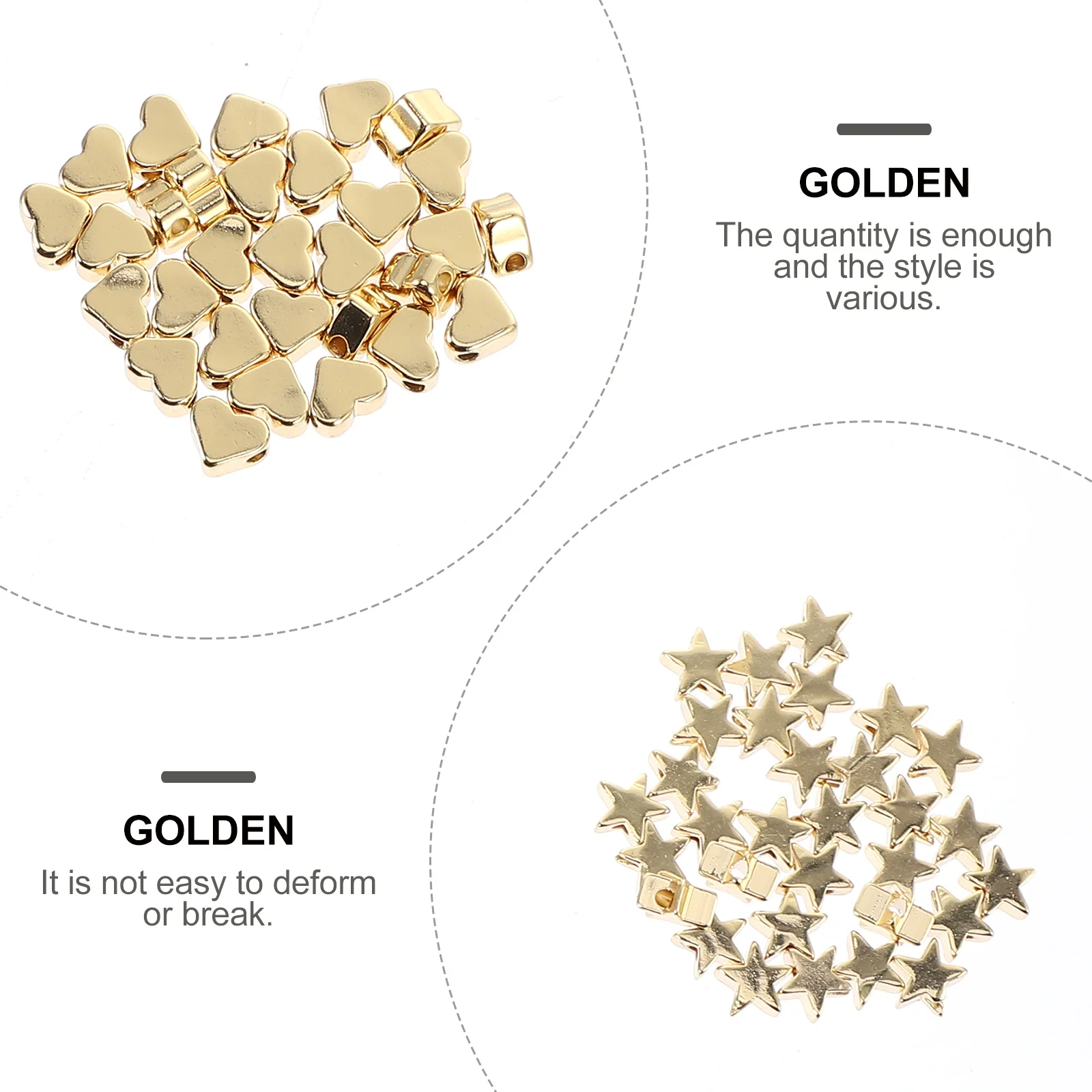 

90Pcs Crown Heart Star Spacer Beads Alloy Hard Wear Resistant for DIY Jewelry Making Bracelet Necklace Earrings Craft