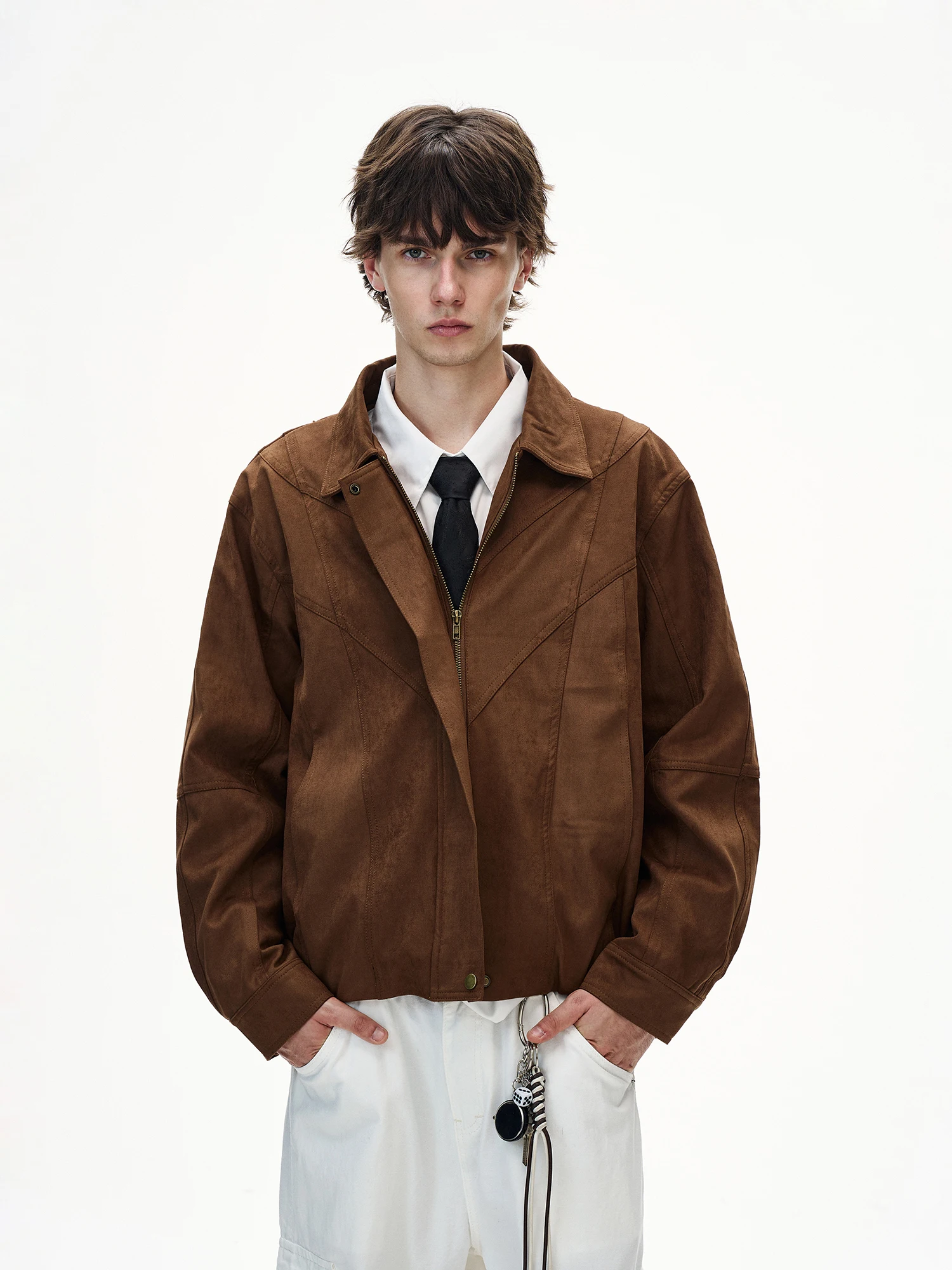 

Мужская кожаная куртка Woostop в стиле ретро, коричневая, свободного кроя, в американском стиле, из полиэстера, с длинными рукавами, модель Clenit