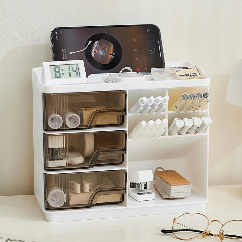 1pc Desktop stationery storage box, multi-layer large space design, easy to organize all kinds of stationery