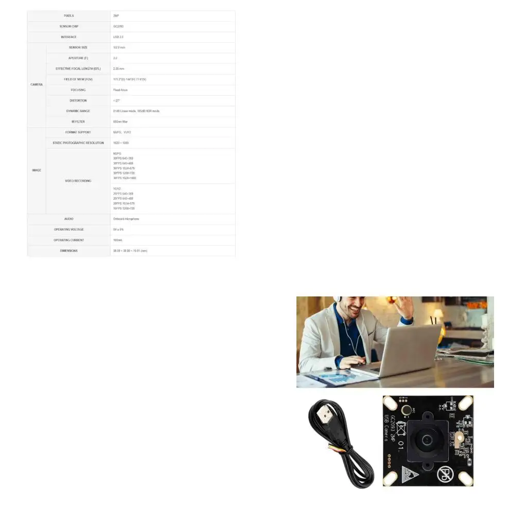 

2MP USB Camera Wide Dynamic Backlight Imaging for PC Computer Accessories