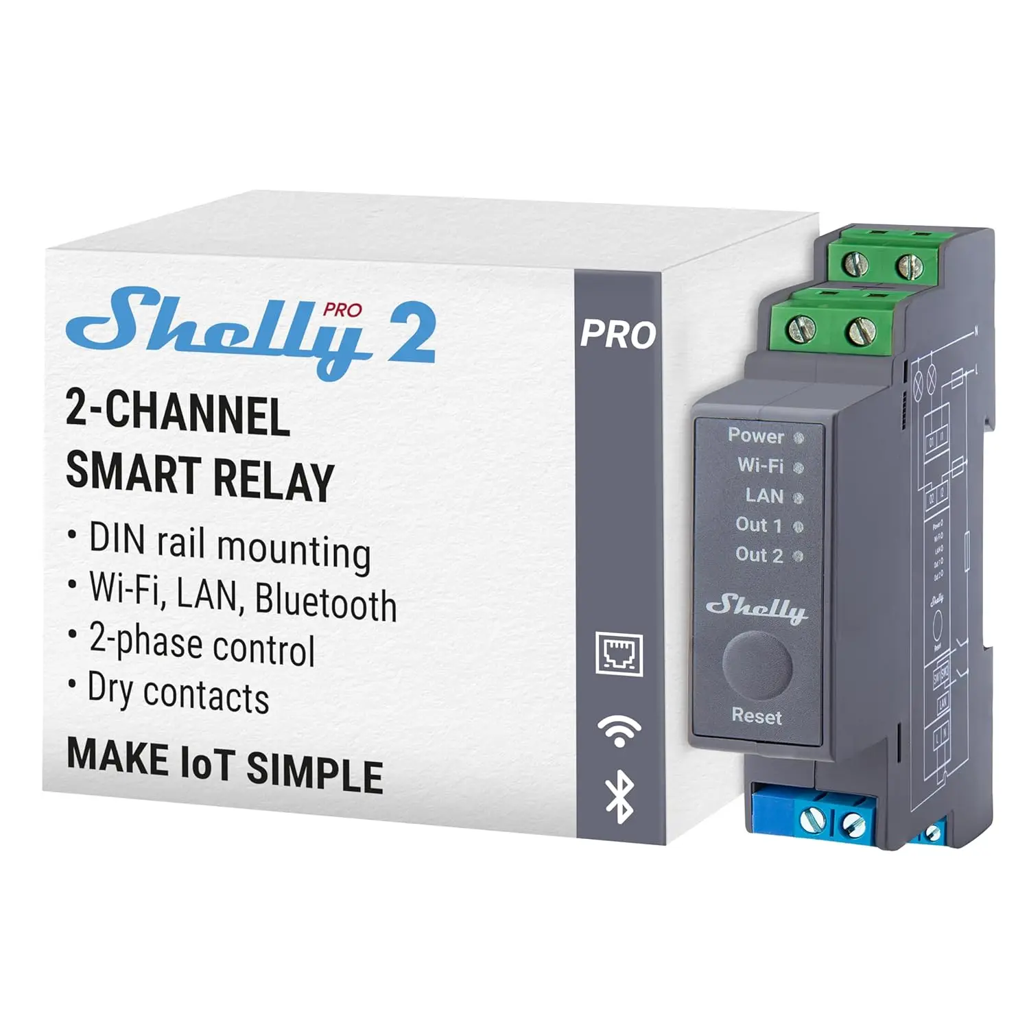 

Smart Relay Shelly Pro 2 2-Channel Wi-Fi LAN Home Facility Automation