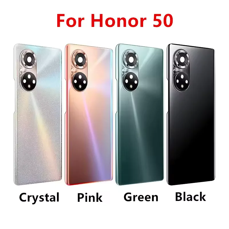 Glass Back Lid Door For Huawei Honor 50 Hard Battery Cover Honor50 Rear Housing Panel Case With Camera Lens Sticker Adhesive