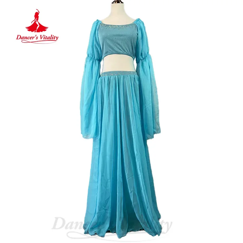 

BellyDance Practice Clothes Women Customized Elegant Lightweight Chiffon Set Adult Children Oriental Dance Performance Costumes