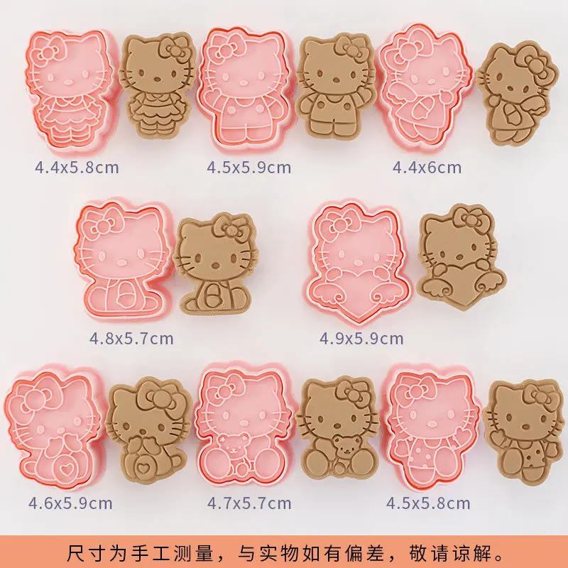 Hello Kitty Cartoon Cookie Cutter Set Sanrio Anime Bakery Mold Biscuit Press Stamp Embosser Dessert Mold Kitchens Supplies Tools