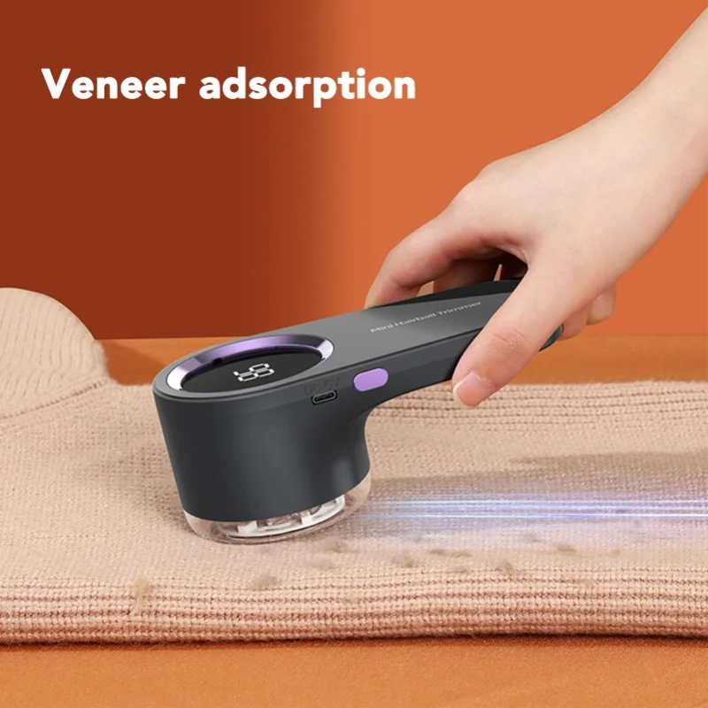 

6 Leaf Blades Lint Remover Intelligent Digital Display Fabric Trimmer Quick Sweater Defuzzer For Travel Home Gray