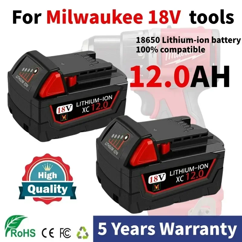 

New 18V 12Ah Replacement Battery for Milwaukee M18 XC 48-11-1860 48-11-1850 48-11-1840 48-11-1820 Cordless Power Tools