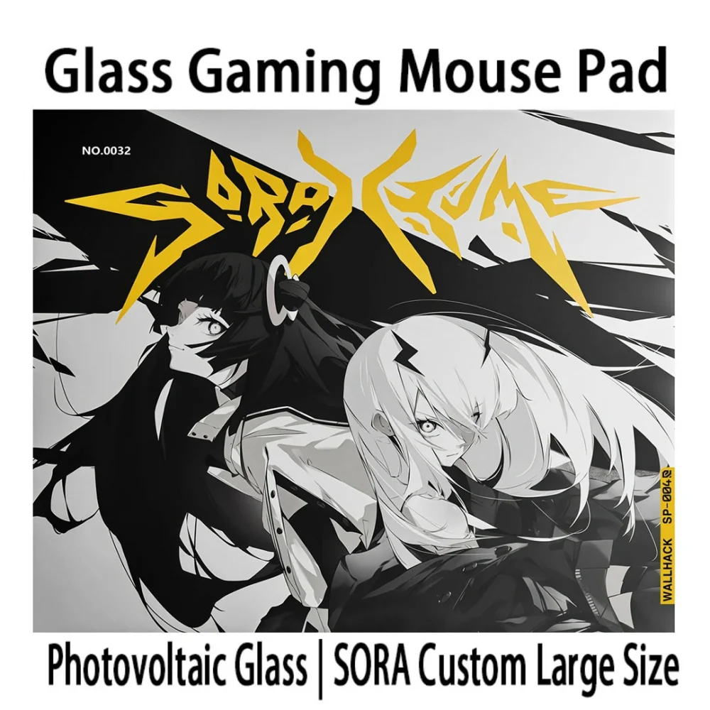 

Black White Anime Character Glass Gaming Mouse Pad Tempered Glass Mouse Pads Large Size Mouse Pad PC Esports Gaming Mouse Pad