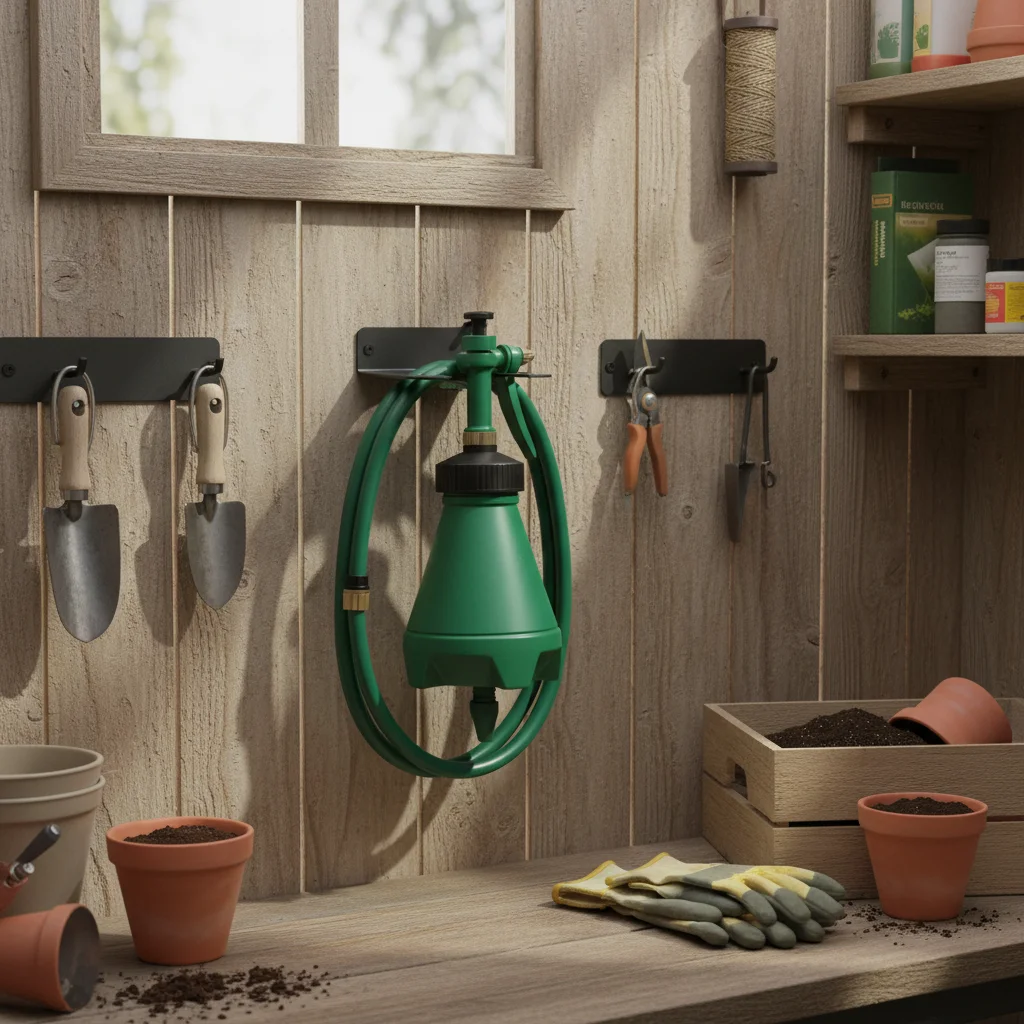 1pcs Metal Garden Pump Sprayer Stand Wall-mounted Organizer Tool Storage Rack For Sprayers Hoses Gardening Essentials