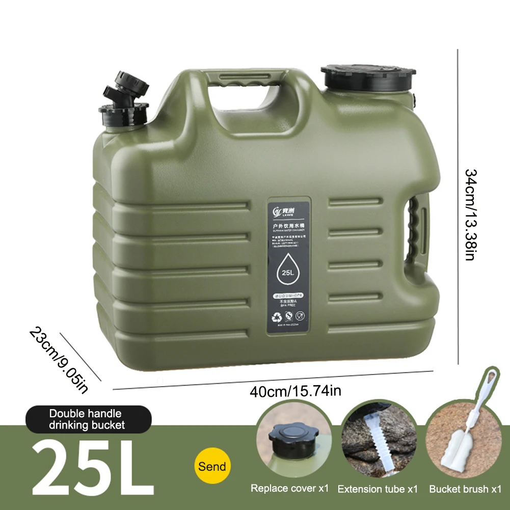 25L Camping Bucket Water Tank Portable Drinking Water Canister with Detachable Faucet No Leakage for Outdoor Travel Driving