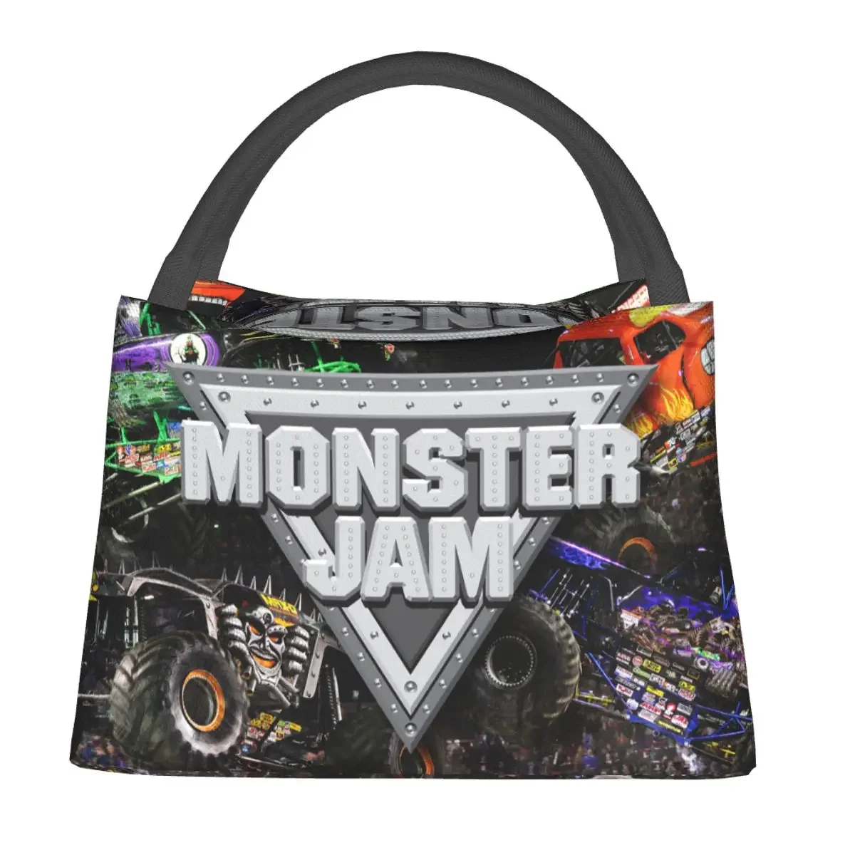 Classic Monster Jam Pattern Lunch Bags isolato Bento Box impermeabile Lunch Tote Picnic Bags borsa termica più fresca per donna bambini