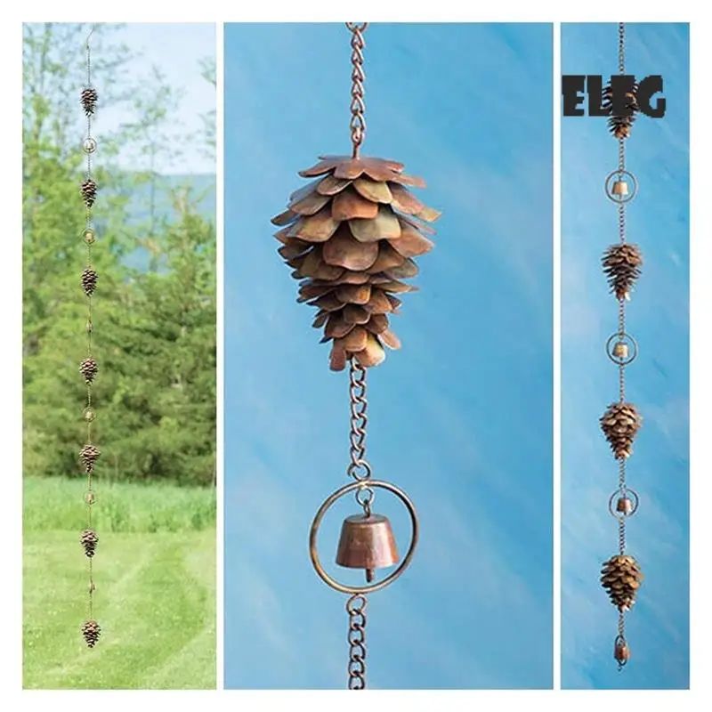 

1 PCS Metal Pine Cone Shaped Rain Chain Decorative Hanging Chain Metal Iron Bells