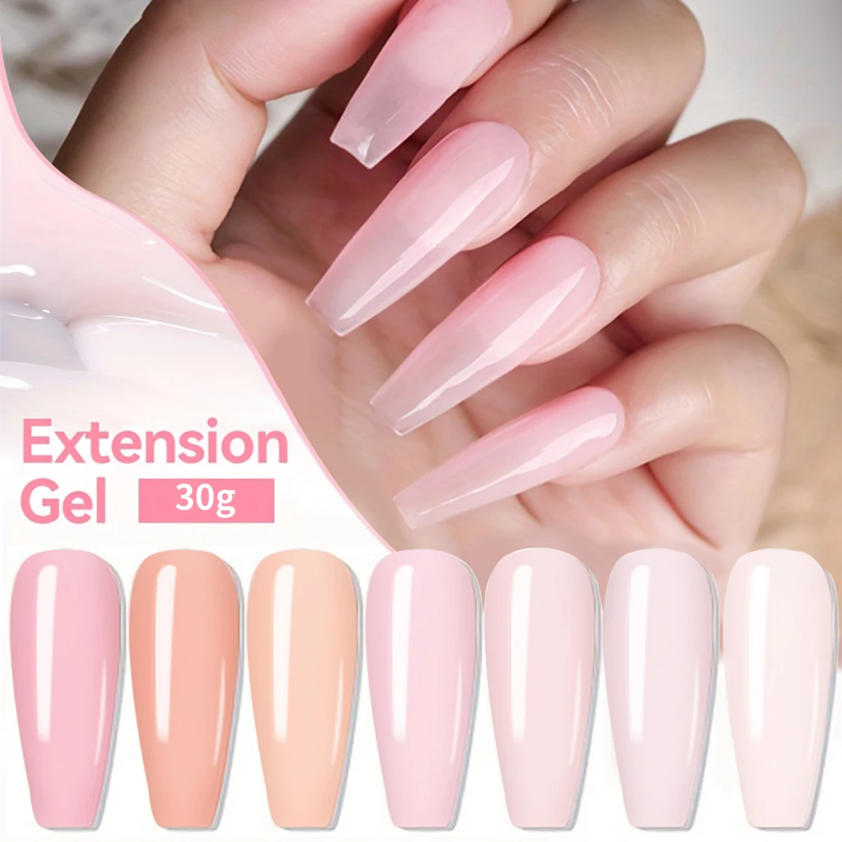 1瓶30gポリネイルジェルUV LED硬化ビルダーネイルジェルアクリルクリスタルネイルエクステンションジェルネイルDIY自宅サロン用