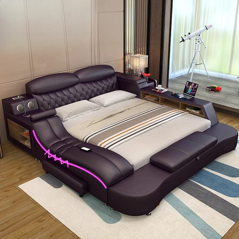 

Luxury Massager Double Bed Headboard Frame Queen King Size Twin Double Bed Twin Modern Letto Matrimoniale Furniture For Bedroom