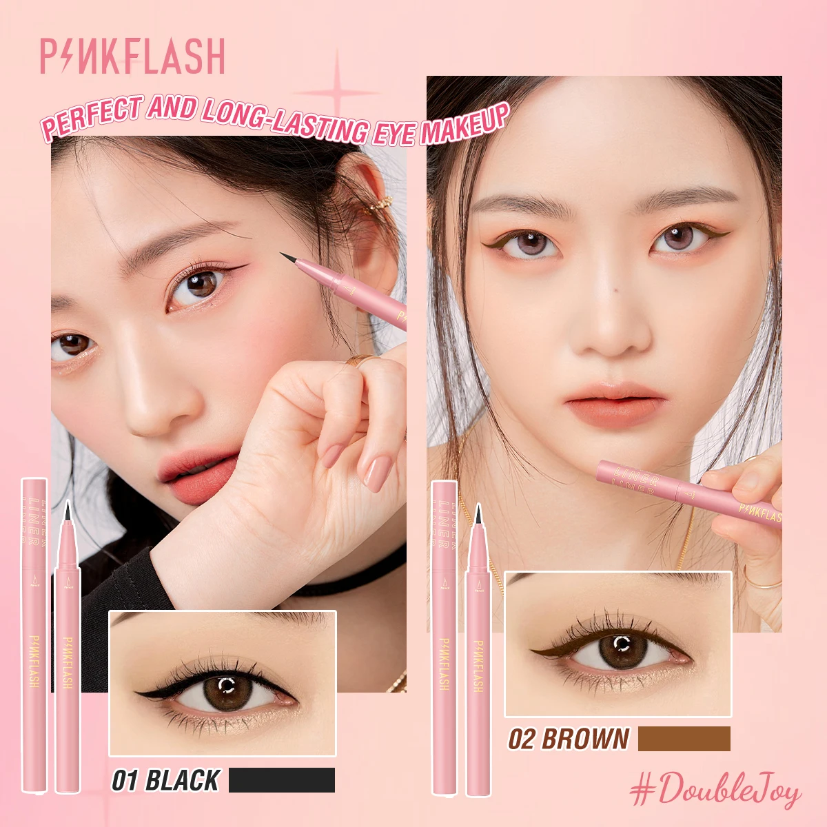 قلم تحديد العيون السائل الأسود من PINKFLASH مقاوم للماء يدوم طويلاً وسريع الجفاف ومكياج ناعم للنساء أدوات تجميل قلم متناهية الصغر