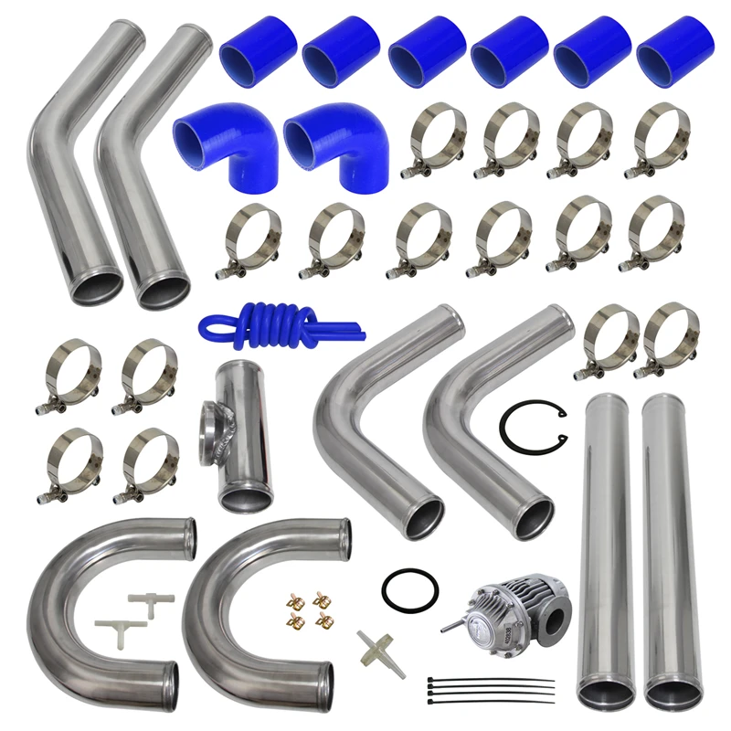 

2.25" 57mm Universal Intercooler Piping Kit + BOV Turbo Blow Off Valve Kit Black/Blue/Red