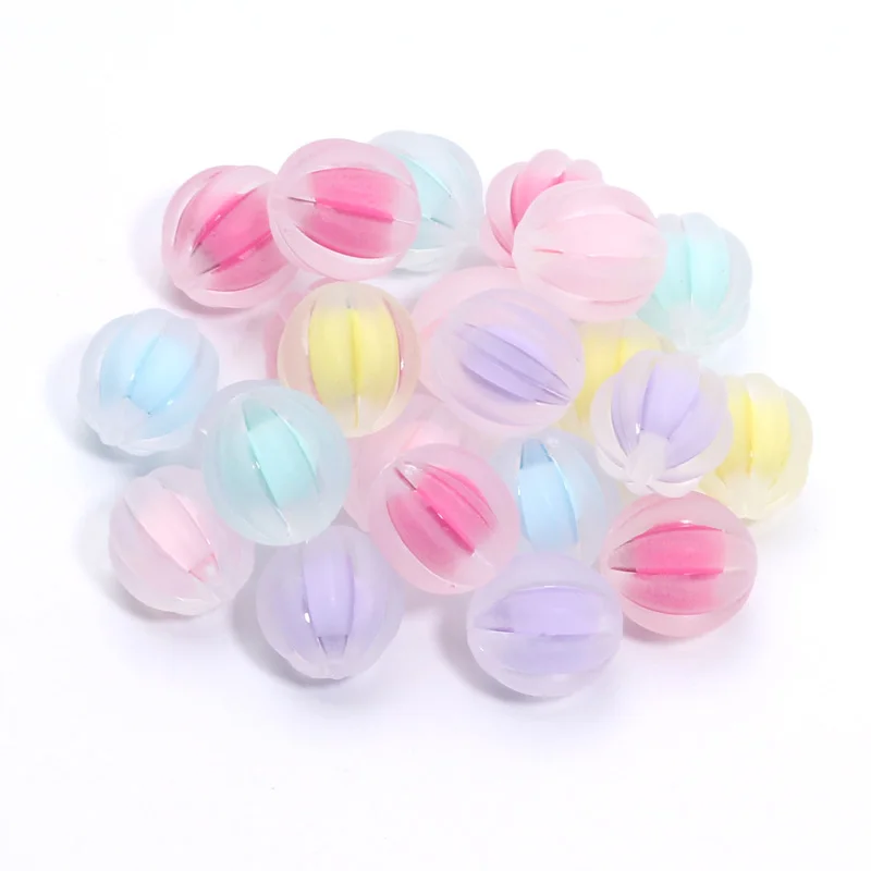 30pcs 12x13mm Matte Scrub Colorful Pumpkin Balls Acrylic Spacer Bead In Beads For Jewelry Making DIY Handmade Gifts Accessories