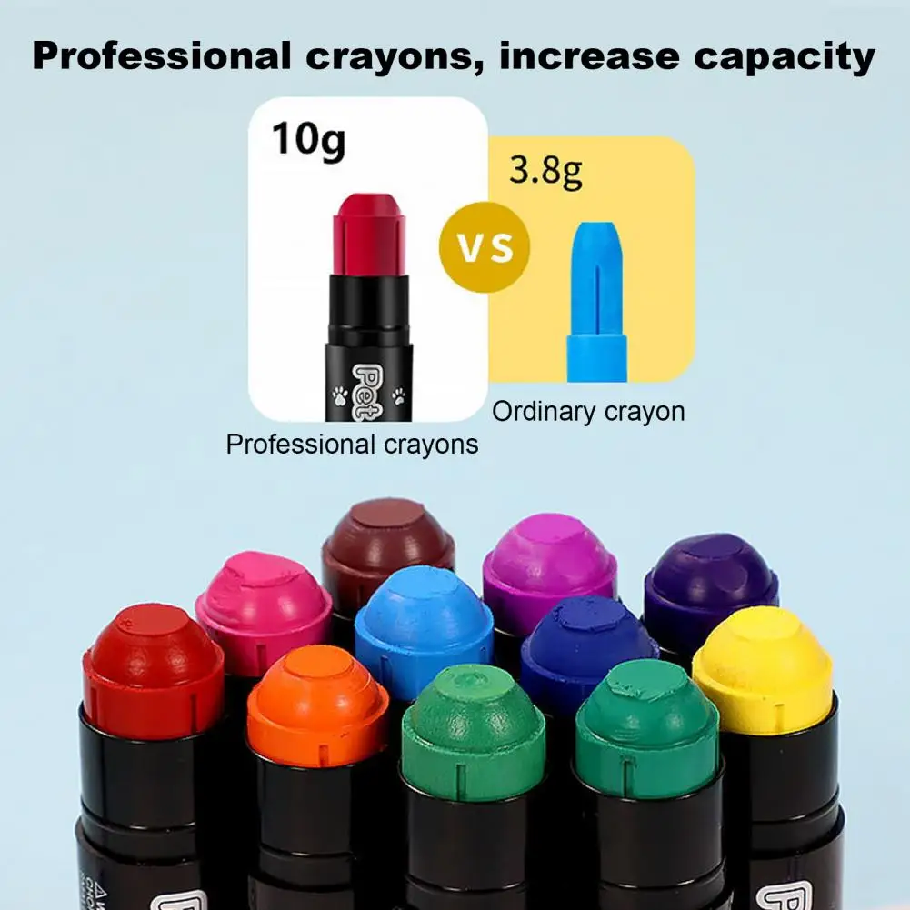 Dog Hair Dye Pet Hair Dye Crayon Set for Cats Dogs Horses 12 Safe Temporary Colors Washable Fur Markers for Pet