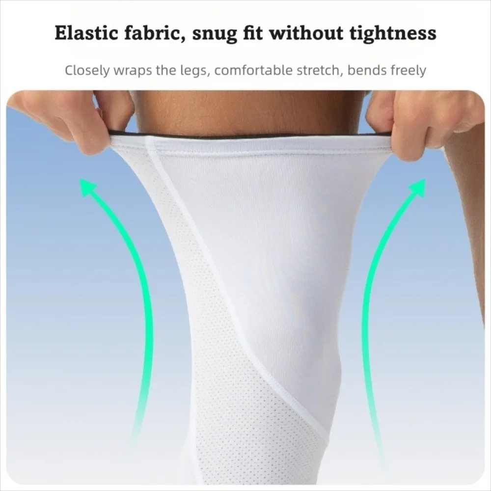 

1 Pair Full Length Compression Leg Sleeve Breathable UV Protection Sports Compression Reflective Strip Design Non-slip