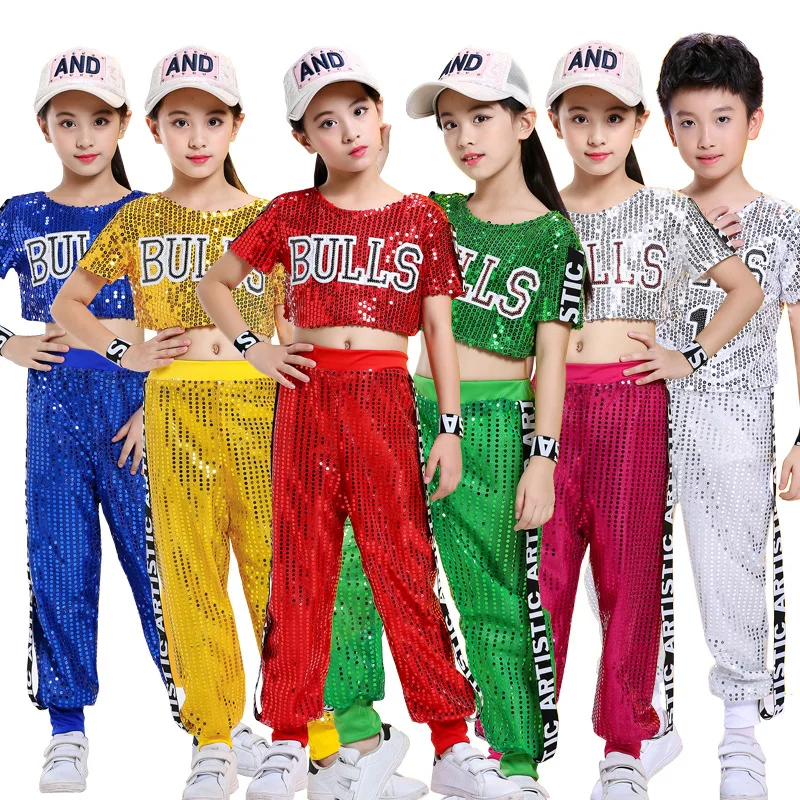 

Children's Costume Sequined Hip Hop Hip Hop Suit Modern Jazz Dance Men's and Women's Cheerleading Dance Performance Costume
