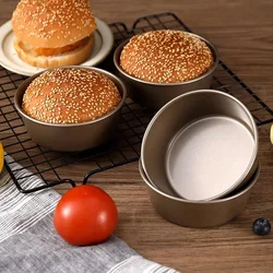 4 Inches Carbon Steel Metal Cheese Pan Cake Mold Air Fryer Mini Round Bread Mould Tart Holder Pudding Jelly DIY Bakery