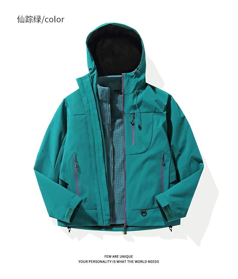 Wind- und wasserdichte Outdoor-Jacken zum Wandern, Camping, Angeln, Bergsteigen, mit Fleece gefütterte, wind- und wasserdichte Mäntel – Detail 24