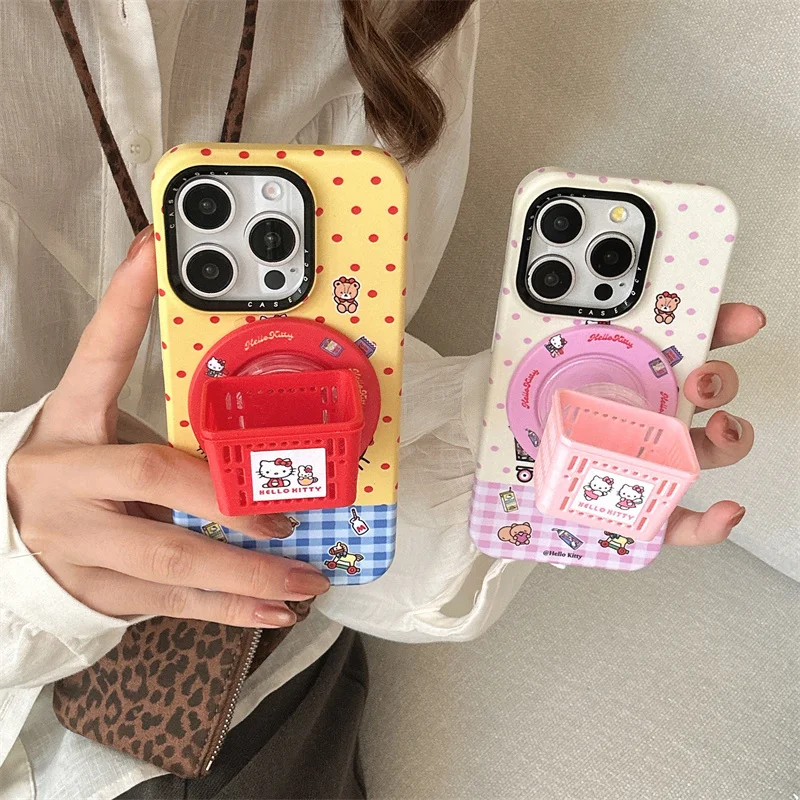 

Korean Cute Cartoon Hellokitty Phone Case For iPhone 16 Pro 17 14 15 Pro Max Back Cover with Chain Shockproof Cases Funda
