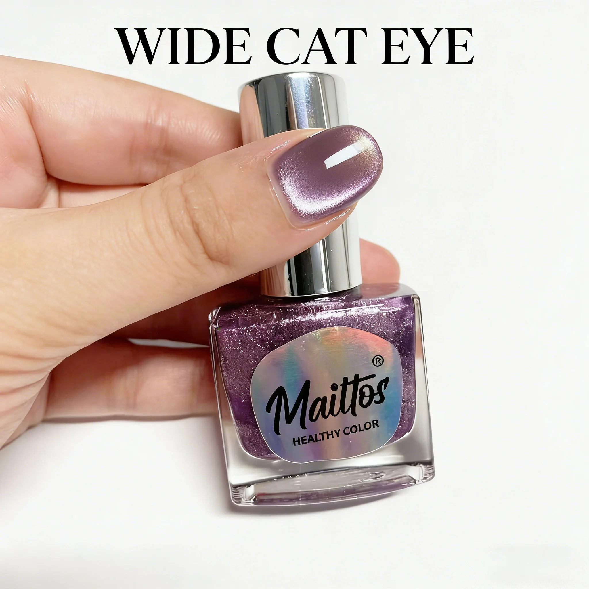 WA535 Lav 12ml No-bake Cat's Eye Water-based Nail Polish, Oderless, With magnet, It dries quickly No need UV lamp, easy tear