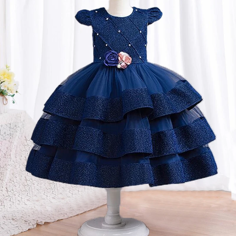 3-10T Christmas Carnival Girls\' Princess Dress Sleeveless Birthday Party Fluffy Cake Dress Children\'s Elegant Evening Dress