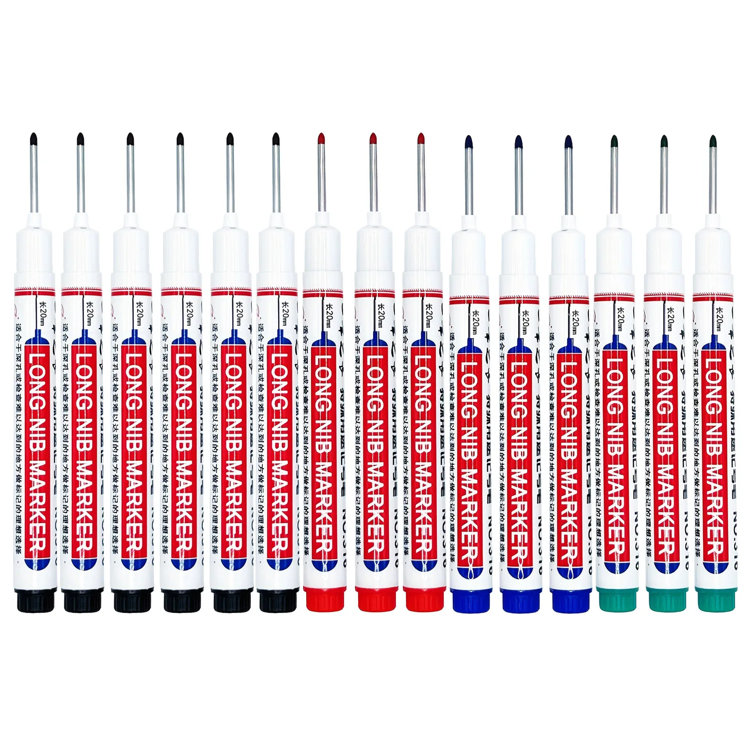 5-15 stuks 20mm Diepe Gat Lange Punt Markeringen Voor Metaal Perforeren Pen Waterdicht Badkamer Houtbewerking Decoratie Multifunctioneel