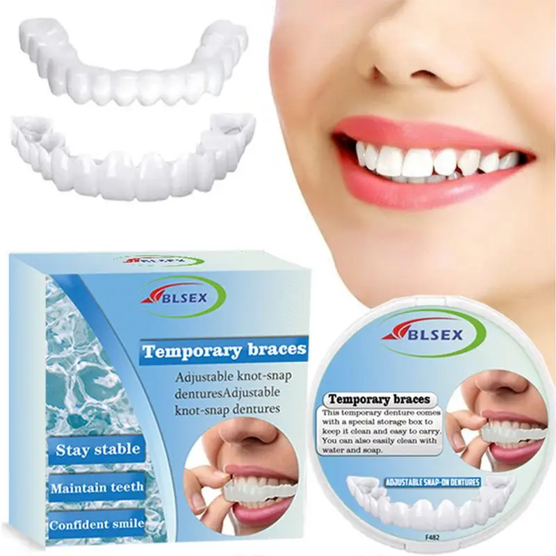 Carillas reutilizables con ajuste cómodo, dientes de sonrisa hermosa, dientes temporales para dientes teñidos con chip faltantes