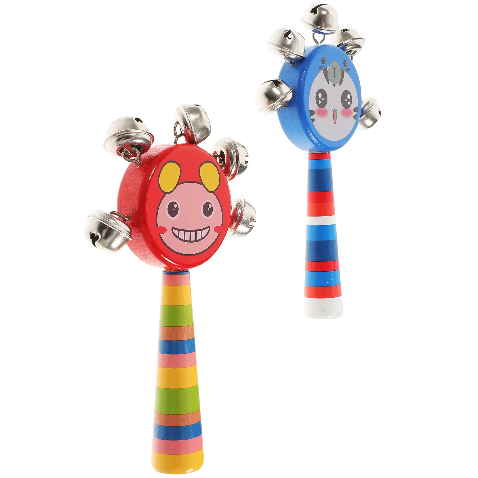 2PCS Handbell Toys Safe Baby Shaking Rattle Musical Instruments Cartoon Hand Bell Early Education Sensory Motor Skills
