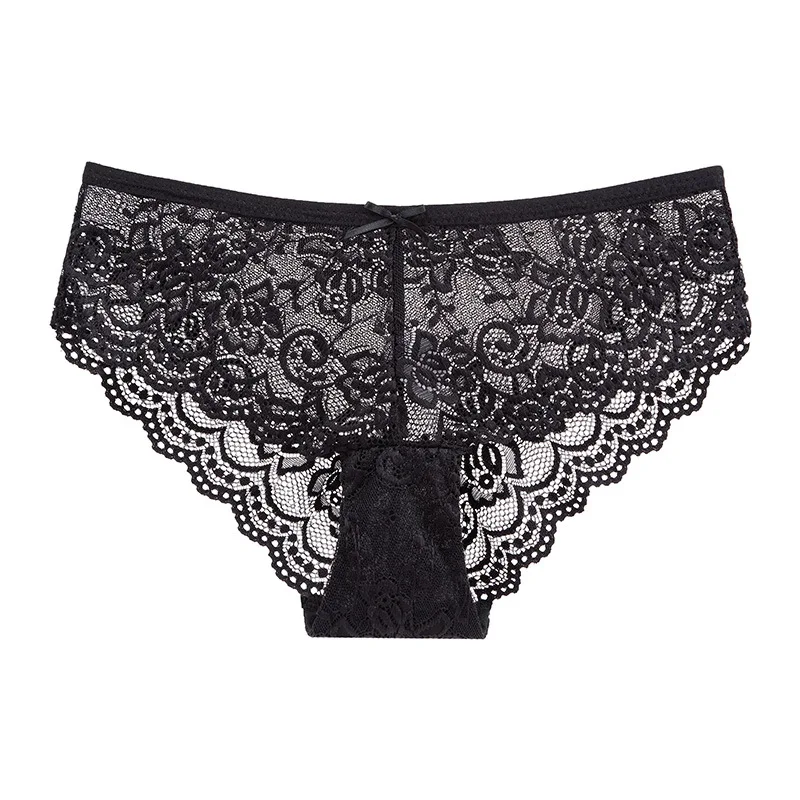 Fashion Sexy Panties Comfortable Briefs Exquisite Crotchless Shorts Solid Lingerie Sexy Lace Hollow Out Underwear Women