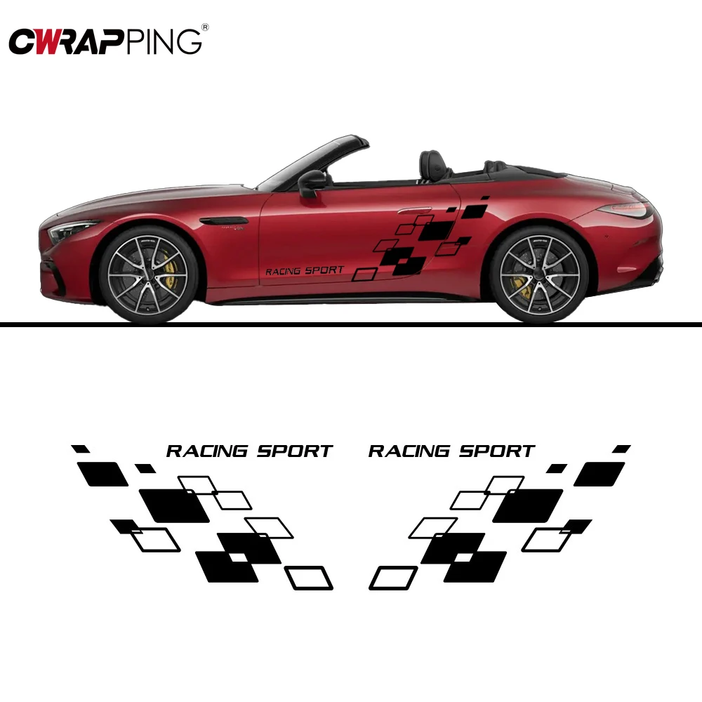 

Motorcycle Racing Sport Lattice Bonnet Styling Auto Body Door Decor Stickers for Car DIY Side Tuning Decoration Accessories