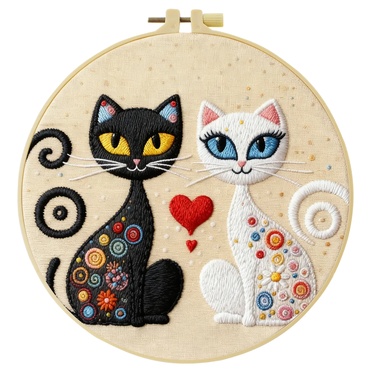 1 Stück 20X20CM/15X15CM 7,87/6,3 Zoll Katzen-Stickerei-Starter-Kit DIY-Kit DIY-Stickerei-Set Handarbeiten Nähkunst Heimdekoration – Detail 3