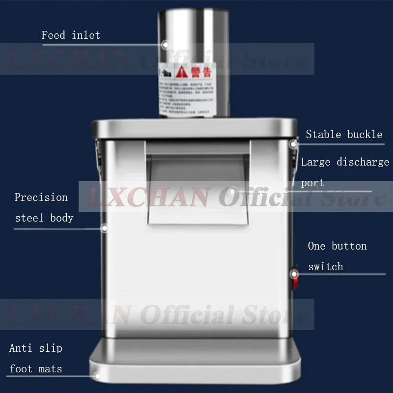 LX EVEC 상업용 전기 야채 큐브 절단기 과일 슬라이서 절단 스트립 주사위 푸드 프로세서 5 블레이드 포함