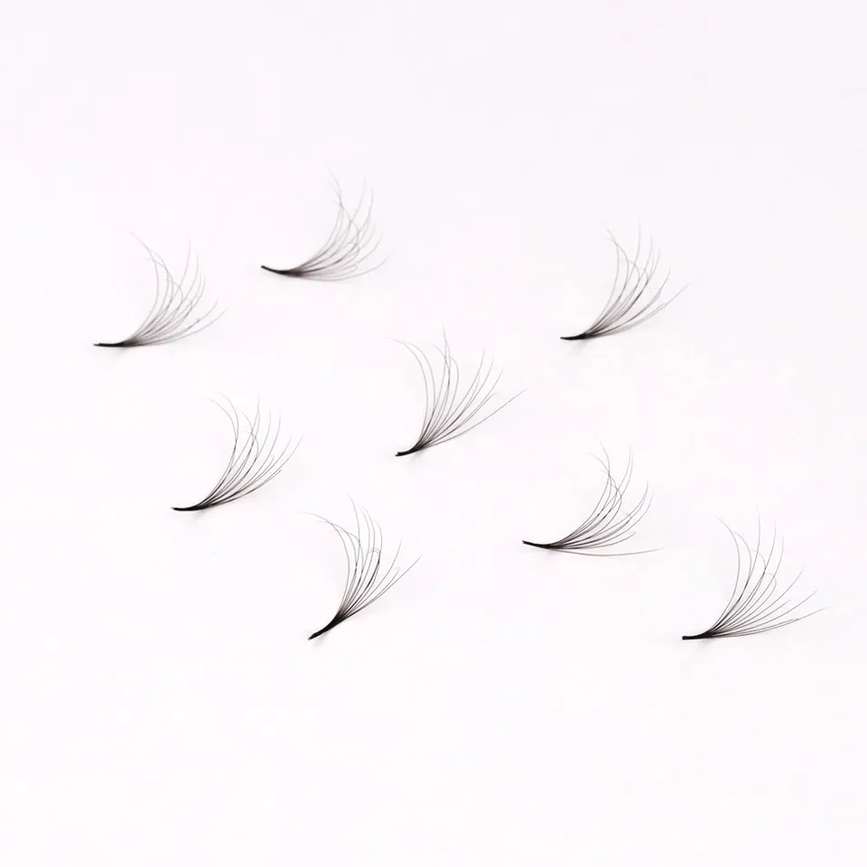 AGUUD Russian Volume Eyelash Double Layer Premade Fans Pointy Base 3D Stereo Effect Fluffy Messy False Eyelash Extension Cluster