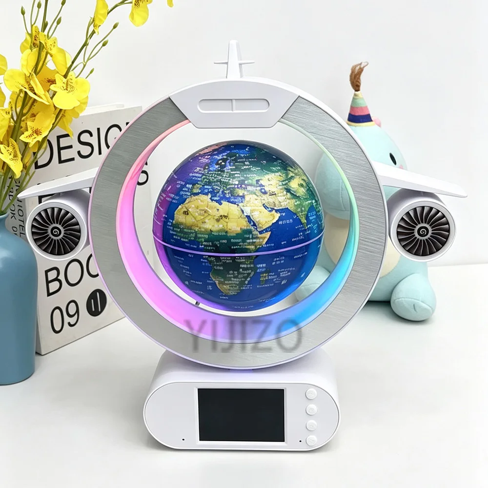 Desktop trinket Magnetic Levitation Rotation  Globe Model with Spaceship Base Model  Birthday Gift Festival Gift