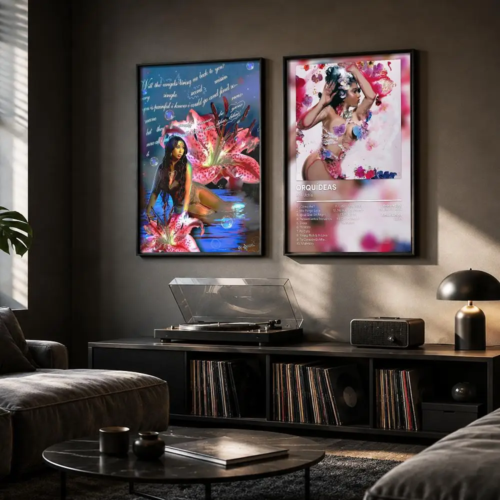 K-Kali Uchis Rapper Album Painting Calligraphy Canvas Poster Hallway Bedroom Living Room Home Bar Decoration Interior Wall