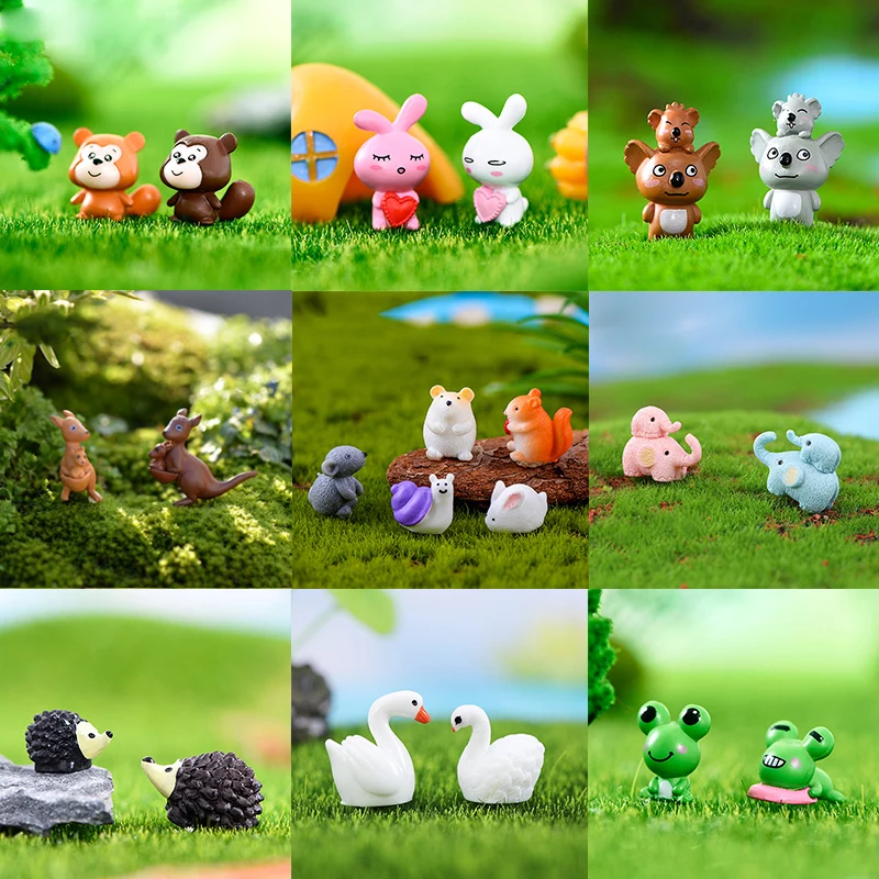 

Fairy Garden Miniature Landscape Tiny Flamingo Animal Figurine Small Duck Frog Terrarium Moss Decor Dollhouse Accessories Toys