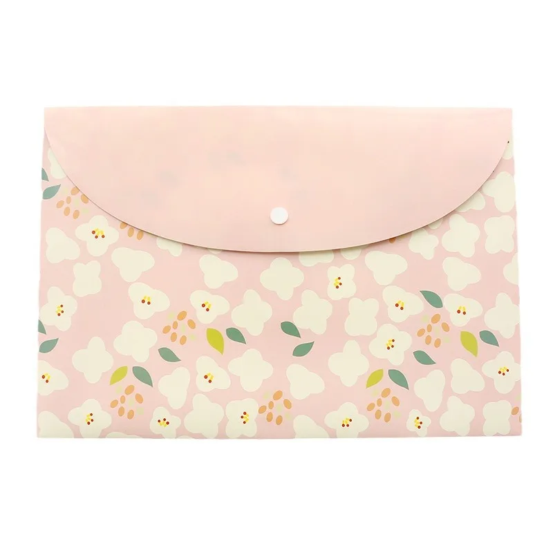 Fashionable and Cute Folder Cartoon Horizontal File Bag A4 Snap Document Bag File Bag PP Waterproof Storage Bag